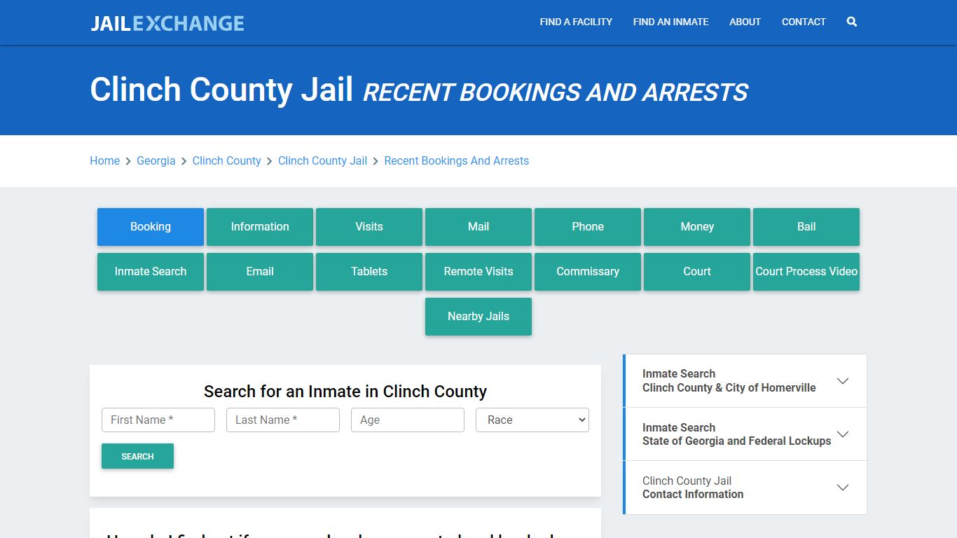 Clinch County Jail Recent Bookings And Arrests - Jail Exchange