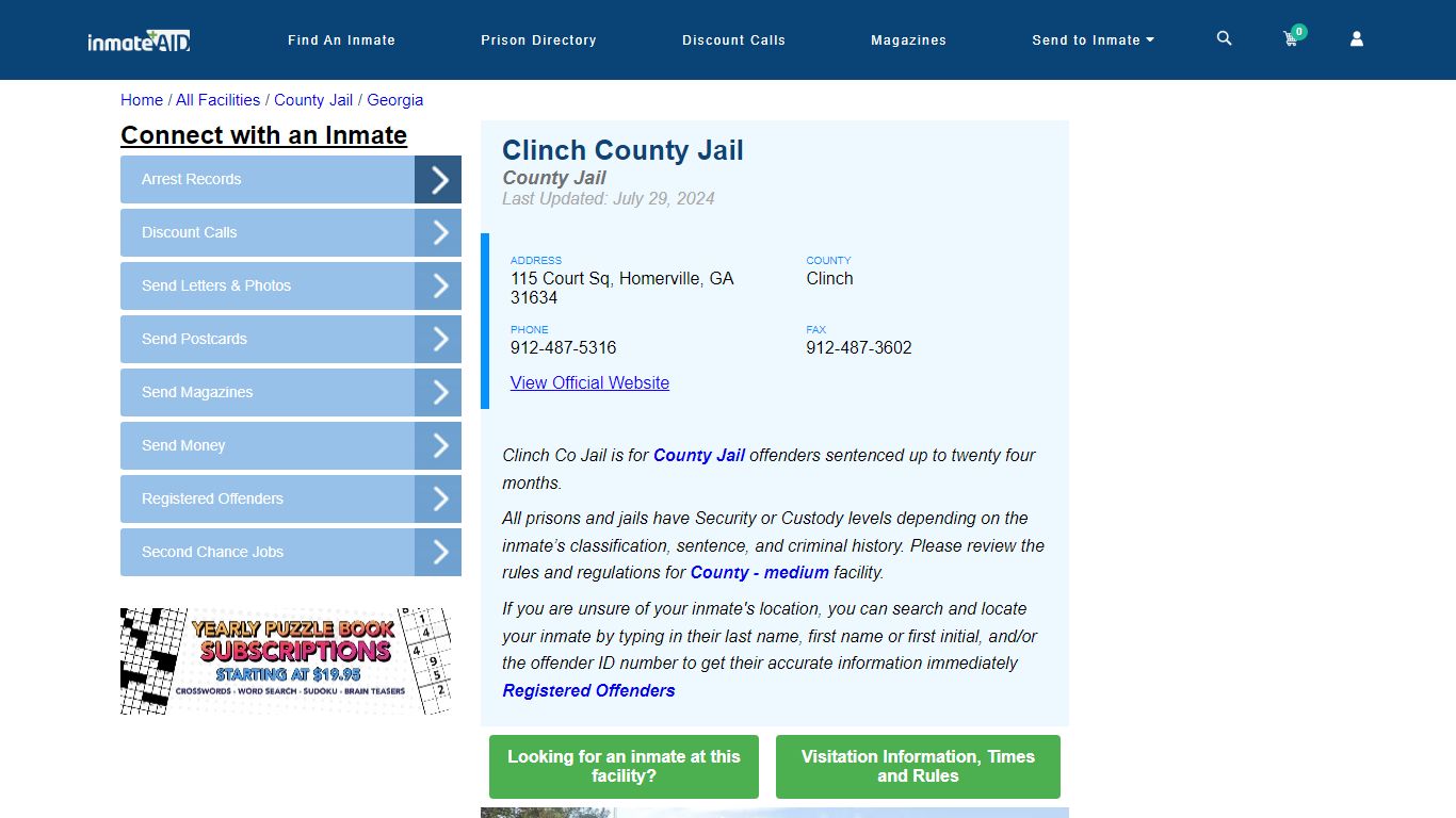 Clinch County Jail - Inmate Locator